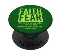 Jesus Faith Over Fear Green Psalms 118:6 Christian Scripture PopSockets Adhesive PopGrip