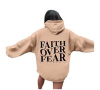 Jesus Faith Over Fear Hoodies Aesthetic for Women Fall Beach Christian with Hood Hooded Outfits I Love Jesus Y2K Backwoods Graphic Summer Casual Sweatshirts Gothic Religious God 2025 Khaki