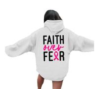 Jesus Faith Over Fear Hoodies for Women 2025 with Hood Christian Fall Hooded Outfits God Comfort Breast Cancer Awareness Tops Y2K Thin Jesus Saves Trust In The Lord Ladies Fashion White