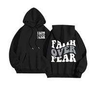 Jesus Faith Over Fear Hoodies for Women Workou Christian Vintage with Hood Sweatshirts Religious Fashion Beach Graphic Casual Summer Hooded Pullover Hoodies Fall Funny God Y2K Black