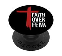 Jesus Faith Over Fear Red Christian Cross Psalms 118:6 Bible PopSockets Adhesive PopGrip
