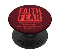 Jesus Faith Over Fear Red Psalms 118:6 Christian Scripture PopSockets Adhesive PopGrip