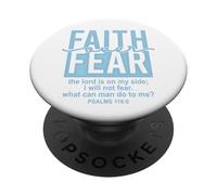Jesus Faith Over Fear White Blue Psalms 118:6 Christian God PopSockets Adhesive PopGrip