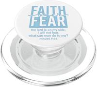 Jesus Faith Over Fear White Blue Psalms 118:6 Christian God PopSockets PopGrip for MagSafe