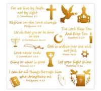Jesus Faith Stickers,Rub On Transfers Stickers Bible Verse Motivational Labels Christian Religious Inspirational Stickers Scripture Inspirational Sticker Gold Foil Transfer Sticker,2 Sheets