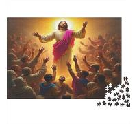 Jesus Feeds The Crowd 1000 Piece Jigsaw Puzzle Miracle of Jesus Precision-cut Interlocking Pieces Premium Thick Cardboard for Adults 52x38cm/1000pcs