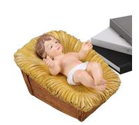 Jesus Figurine - Child Jesus Nativity Statue in Manger | Religious Christmas Decoration for Home Table, Bookshelf, Desk, Living Room