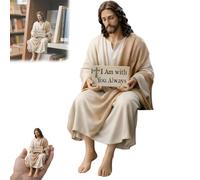 Jesus Figurine Desk Companion, I Am with You Always Statue, Handmade Christ Statue for Car Dashboard and Home Office Table Decor