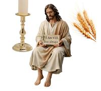 Jesus Figurine - Painted Resin Religious Figurine Decorative Memorial Sculpture for Devotional Spiritual Artwork | Handmade Collectable Inspirational Faith Supplies for Worship Party