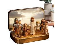 Jesus Figurines - Realistic Easter Tin Box Desk Decor - Suffering Resurrection Scene Small Figurines - for Bedroom Living Room Desk Table Shelf School Office Church Farmhouse Travel