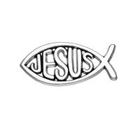 Jesus Fish Christian Enamel Lapel Pin Badge 3cm x 1.4cm Silver Ichthys Symbol Religious Faith Metal Accessory Church Baptism Gift for Christians
