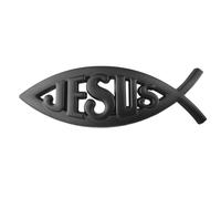 Jesus Fish Emblem Jesus Fish Badge Christian Fish Symbol Decal Jesus Fish Sticker for Universal Car and Motocycle 1 Piece Metal (Black)
