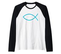 Jesus Fish Ichthys Font Christianity Christian Raglan Baseball Tee