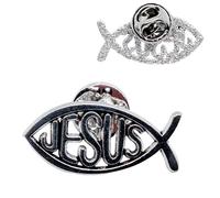 Jesus Fish Pin Badge Christian Catholic Brooch Church God Holy Lapel Ichthus Protestant Religion Jewellery Religous Faith Gift Silver Bible Pray Prayer Bag Jacket