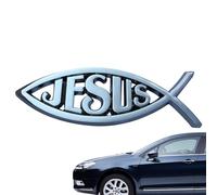 Jesus Fish Sticker - Jesus Fish Car Emblem | 3D Jesus Christ Fish for Car Motorcycle | Jesus Ichthys Fish Car Sticker, Acrylic Car Sticker, Religious Reusable Au