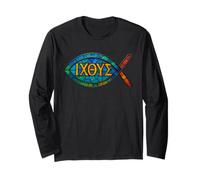 Jesus Fish Symbol Ichthys Christian Long Sleeve T-Shirt
