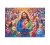 Jesus Flower Field 500 Pieces Set Classic Jigsaw Puzzle Couple Puzzle Partners Mind Relaxation Wall Decor Easter New Year Creativity & Gift Giving 500 PCS/52×38cm