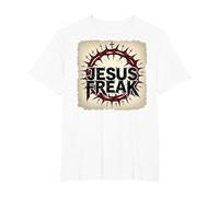 Jesus Freak Crown of Thorns Christian Faith, Jesus T-Shirt, Men's Big and Tall, White, 5X Tall
