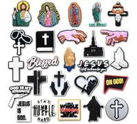 Jesus Gamed Music Baseball Softball Puerto Rico Teeth Alphabet Shoe Charms for Croc Clog Sandals Bracelets Decoration, S, Polyvinyl Chloride, No Gemstone
