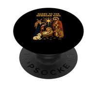 Jesus Glory to the Newborn King Retro Mens Christian PopSockets Adhesive PopGrip