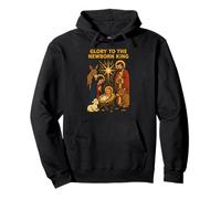 Jesus Glory to the Newborn King Retro Mens Christian Pullover Hoodie