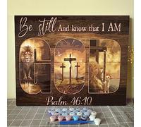 Jesus God DIY Paint by Numbers for Adults Christ Religious DIY Oil Painting Acrylic Paint Art Lion Painting Kits Canvas with Acrylic Paint Christian Quote Inspirational Art 16x20 Inch （DIY Frame ）