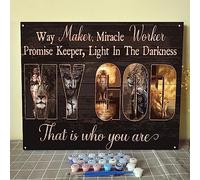 Jesus God DIY Paint by Numbers for Adults Christ Religious DIY Oil Painting Acrylic Paint Art Lion Painting Kits Canvas with Acrylic Paint Christian Quote Inspirational Art 16x20 Inch （without Frame ）