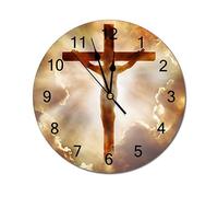 Jesus God Holy Christianity Gospel Clouds Round Clocks Easy To Read Frameless Wall Clock Decorative Clocks For School Office Bedroom 25Cm