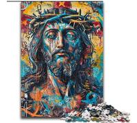 Jesus Graffiti Adult Jigsaw Puzzles 1000, Challenging Game And Family Play with Matching Poster And Trivia Sheet (26x38cm)