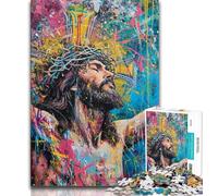 Jesus Graffiti JigsawPuzzle 1000 Pieces for Teenagers,Challenging Game And Family Play Wall Decoration Unique Birthday And Xmas Gifts 38x26cm