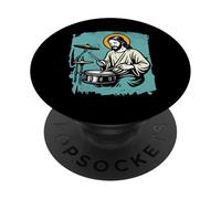 Jesus Groove Drummer Drum Beats Heaven Music Rhythm PopSockets Adhesive PopGrip