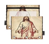 Jesus H. Christ! 3 Ringing Zipper pouching with Clear Window Fabric Pencil case Large and Sturdy inch Binders 3 Ringing for Office School Supplies Cosmetics Multicolored 2 PCS