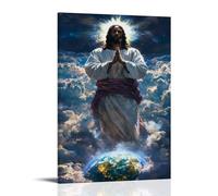 Jesus Hands Clasped Together in Prayer Earth Poster Decorative Painting Canvas Wall Art Living Room Poster Bedroom Painting 12 x 18 Inch (30 x 45 cm)