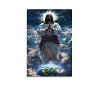 Jesus Hands Clasped Together in Prayer Earth Wall Art Picture Print Modern Family Room Decor 20 x 30 Inches (50 x 75 cm)