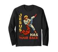 Jesus Has Your Back Faith in God Christian Men Women Kids Long Sleeve T-Shirt