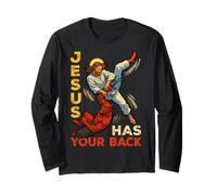Jesus Has Your Back Faith Lord God Christian Men Women Kids Long Sleeve T-Shirt