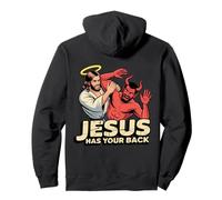 Jesus Has Your Back - Jesus Defeating the Devil Pullover Hoodie