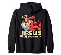 Jesus Has Your Back - Jesus Defeating the Devil Zip Hoodie