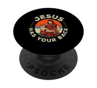 Jesus Has Your Back Retro Christian Faith PopSockets Adhesive PopGrip