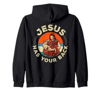 Jesus Has Your Back Retro Christian Faith Zip Hoodie
