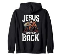 Jesus Has Your Back Retro Christian Faith Zip Hoodie