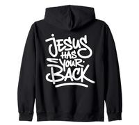 Jesus Has Your Back - Vintage Graffiti Christian Faith Zip Hoodie