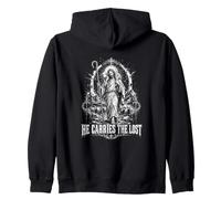 Jesus He Carries The Lost Christian Faith Zip Hoodie