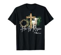 Jesus He is Risen Lamb Crown of Thorn Cross Palm Easter T-Shirt
