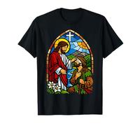Jesus Healing The Blind Man Stained Glass Chapel Artwork T-Shirt