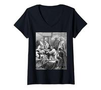 Jesus Healing The Sick Gustave Dore Religious Biblical Art V-Neck T-Shirt, Women, Black, M