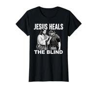 Jesus Heals The Blind Funny Baseball Softball Umpire Value Graphic T-Shirt, Women, Black, XL