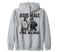 Jesus Heals The Blind Funny Baseball Softball Umpire Zip Hoodie