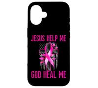 Jesus Help God Heal Me Breast Cancer Awareness Pink Ribbon Case for iPhone 16
