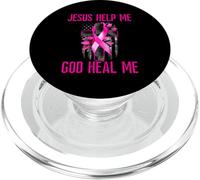 Jesus Help God Heal Me Breast Cancer Awareness Pink Ribbon PopSockets PopGrip for MagSafe